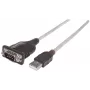 Manhattan USB-A to Serial Converter cable, 45cm, Male to Male, Serial/RS232/COM/DB9, FTDI FT232RL Chip, Windows 11 compatible (plus previous o/s), Black/Silver cable, Three Years Warranty, Equivalent to ICUSB2321F.