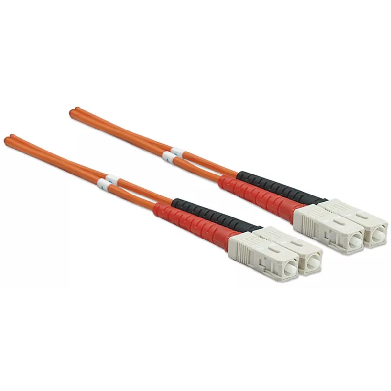 Intellinet Fiber Optic Patch Cable, OM2, SC/SC, 2m, Orange, Duplex, Multimode, 50/125 µm, LSZH, Fibre, Lifetime Warranty