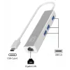 LevelOne Gigabit USB-C Network Adapter with USB Hub, Wired, USB Type-C, Ethernet, 1000 Mbit/s, Silver