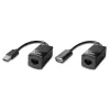 Lindy 60m USB 1.1 Cat.6 Extender Basic, Network transmitter & receiver, 60 m, 12 Mbit/s, Cat5e, Cat6, Black, Plastic