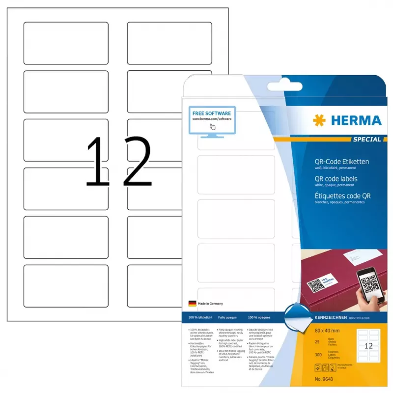 Self-adhesive printer label HERMA QR code labels 9643