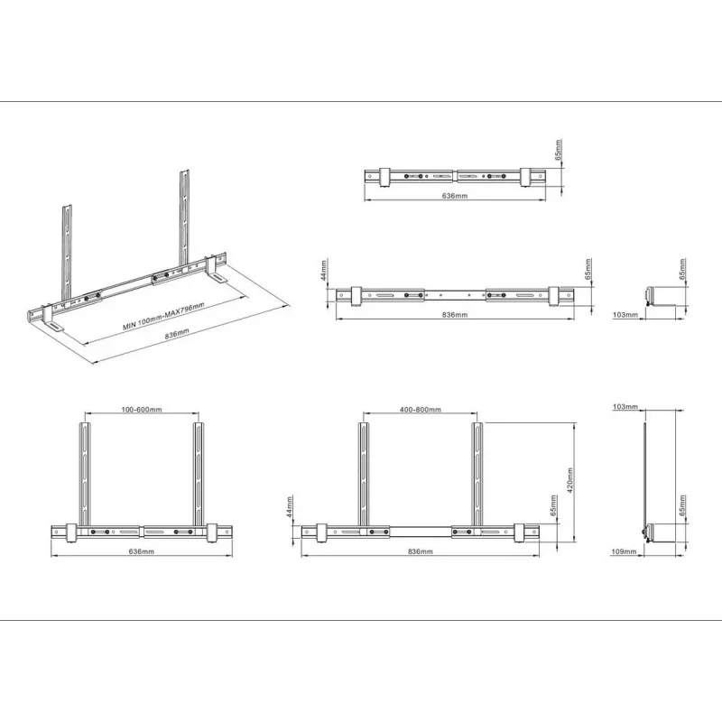 Multibrackets M Universal Soundbar Mount 55 inch-110 inch Black 10 kg