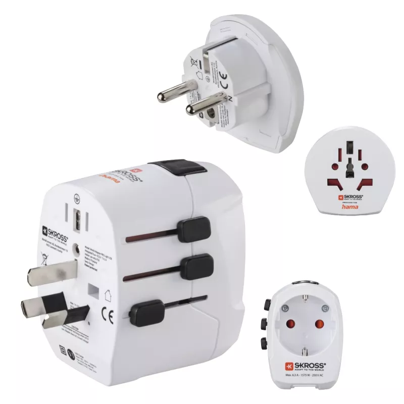 Hama World Travel Pro Light USB power plug adapter Universal White