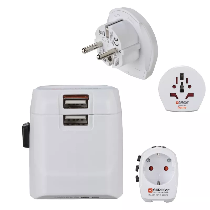 Hama World Travel Pro Light USB power plug adapter Universal White