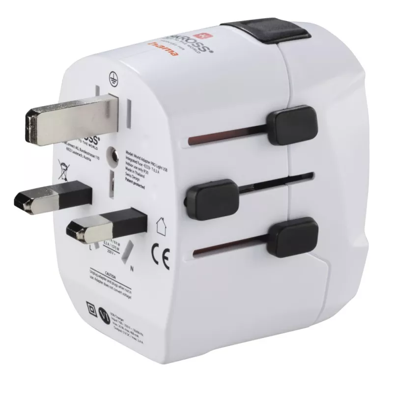 Hama World Travel Pro Light USB power plug adapter Universal White
