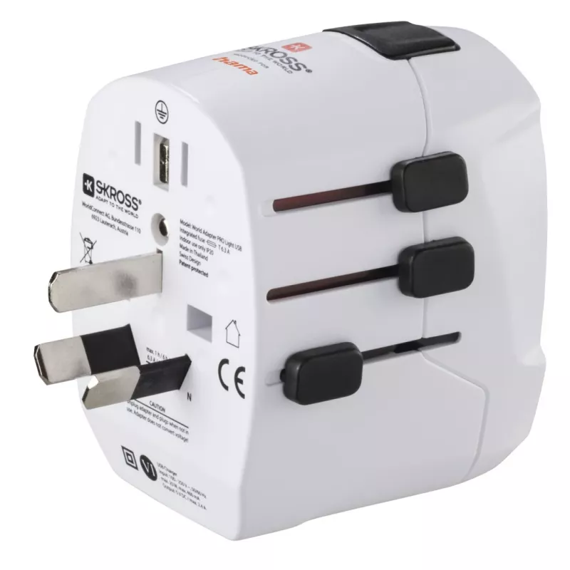 Hama World Travel Pro Light USB power plug adapter Universal White