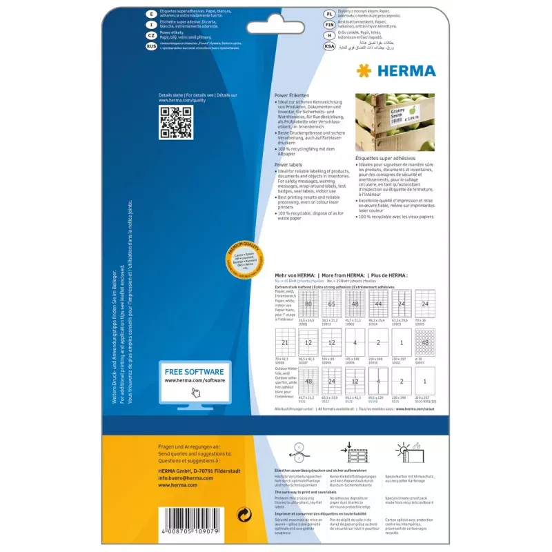 Labels A4 HERMA 10907 white extra strong adhesion 300 pcs