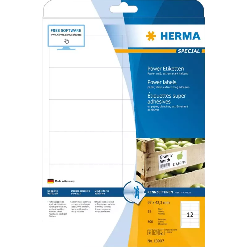 Labels A4 HERMA 10907 white extra strong adhesion 300 pcs