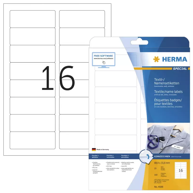 Self-adhesive label HERMA 4588 Rounded rectangle Removable