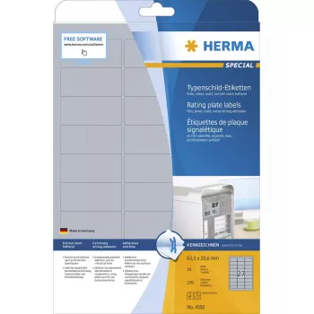Self-adhesive label HERMA 4592 Rounded rectangle Silver