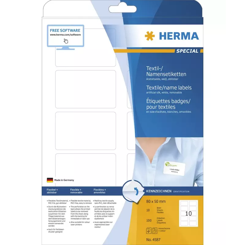 Self-adhesive label HERMA 4587 Rounded rectangle Removable White