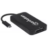 Manhattan USB-C Dock/Hub, Ports (x4): DisplayPort, DVI-I, HDMI or VGA, Note: Only One Port can be used at a time, External Power Supply Not Needed, Universal for all devices, Cable 8cm, Black, Three Year Warranty