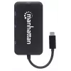 Manhattan USB-C Dock/Hub, Ports (x4): DisplayPort, DVI-I, HDMI or VGA, Note: Only One Port can be used at a time, External Power Supply Not Needed, Universal for all devices, Cable 8cm, Black, Three Year Warranty