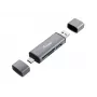 Equip Card Reader with USB 3.0 Hub, OTG, MicroSD (TransFlash), MicroSDHC, SD, SDHC, Grey, CE & RoHS, USB 3.2 Gen 1 (3.1 Gen 1) Type-A/Type-C, 202 mm, 12 mm