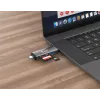 Equip Card Reader with USB 3.0 Hub, OTG, MicroSD (TransFlash), MicroSDHC, SD, SDHC, Grey, CE & RoHS, USB 3.2 Gen 1 (3.1 Gen 1) Type-A/Type-C, 202 mm, 12 mm