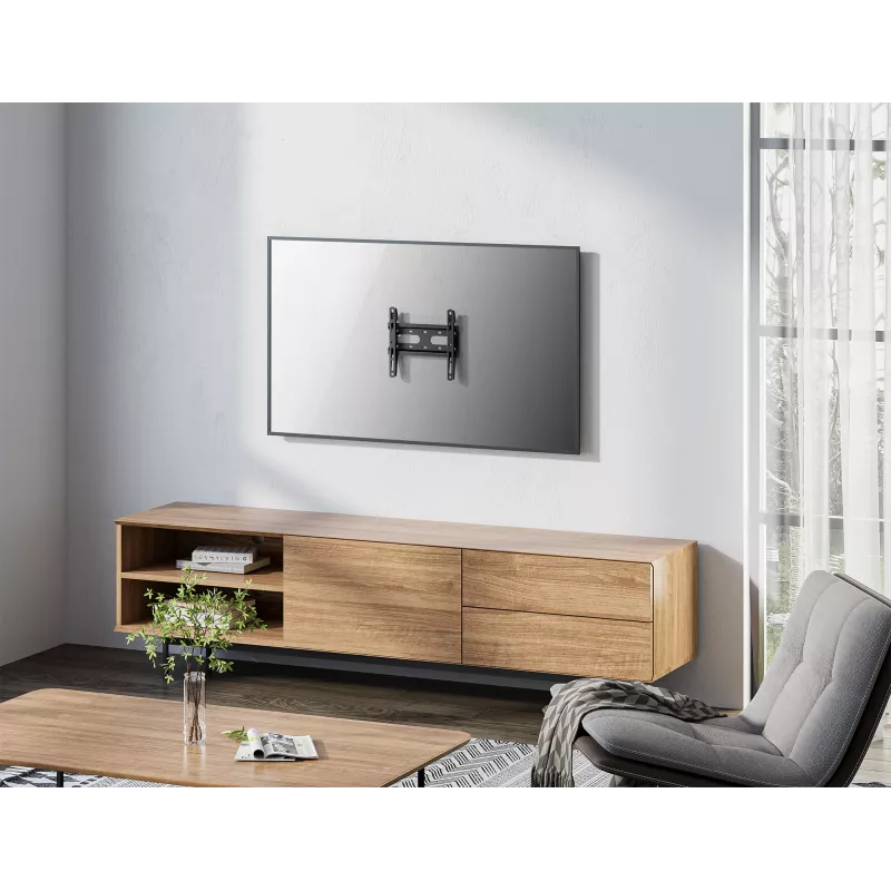 Manhattan Wall Mount for TV & Monitors (Fixed Ultra Slim), For screens 23 inch to 42 inch, VESA compatibility: all between 75x75mm to 200x200mm - check the dimensions of the four mounting holes on back of screen to ensure it fits, Max 45kg, Black, Bracket