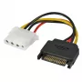 Lindy 0.15m SATA Power Connector to LP4 Power Cable, Multicolour, Male, Female, Straight, Straight
