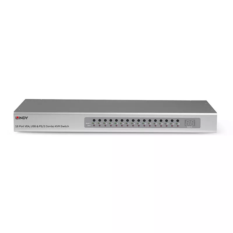 Lindy 16 Port VGA and USB Combo KVM Switch, Rack mounting, Silver