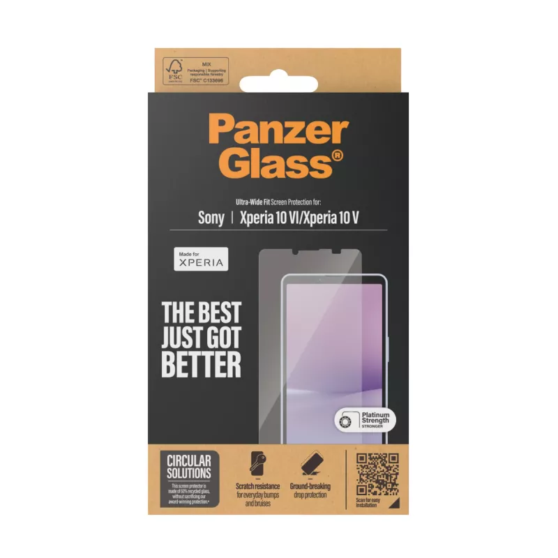 Screen Protector PanzerGlass Sony Xperia 10 VI Ultra-Wide Fit Scratch Shock Resistant