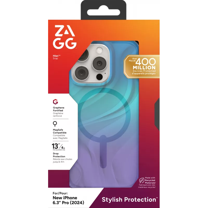 ZAGG Cases Milan Snap Apple iPhone 16 Pro Deep Aurora, Cover, Apple, iPhone 16 Pro, 16 cm (6.3 inch), Blue, Purple