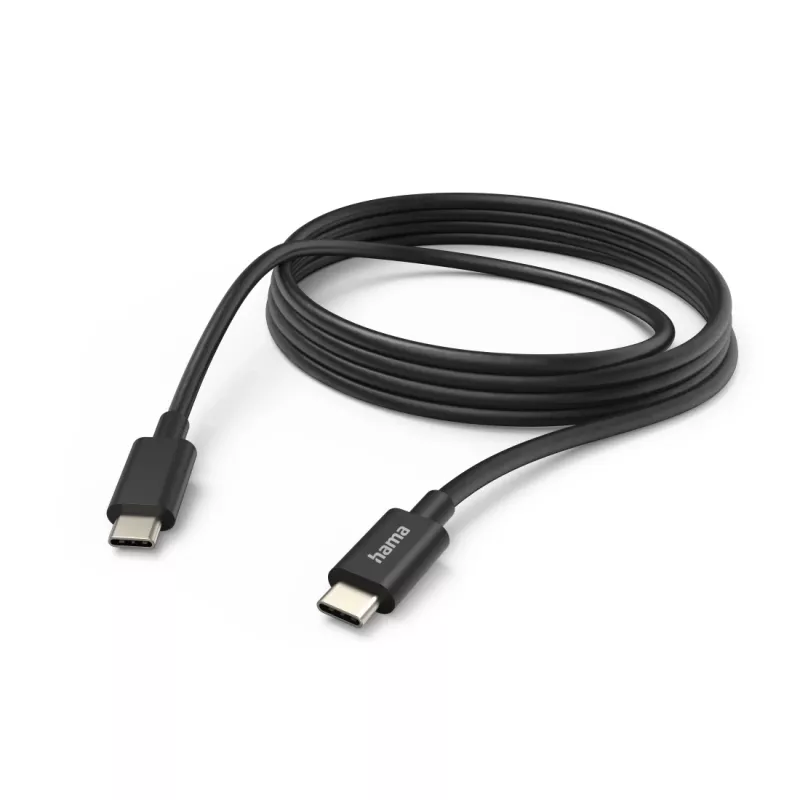 Hama Charging Cable, USB-C - USB-C, 3 m, black, 3 m, USB C, USB C, USB 2.0, 0.48 Gbit/s, Black
