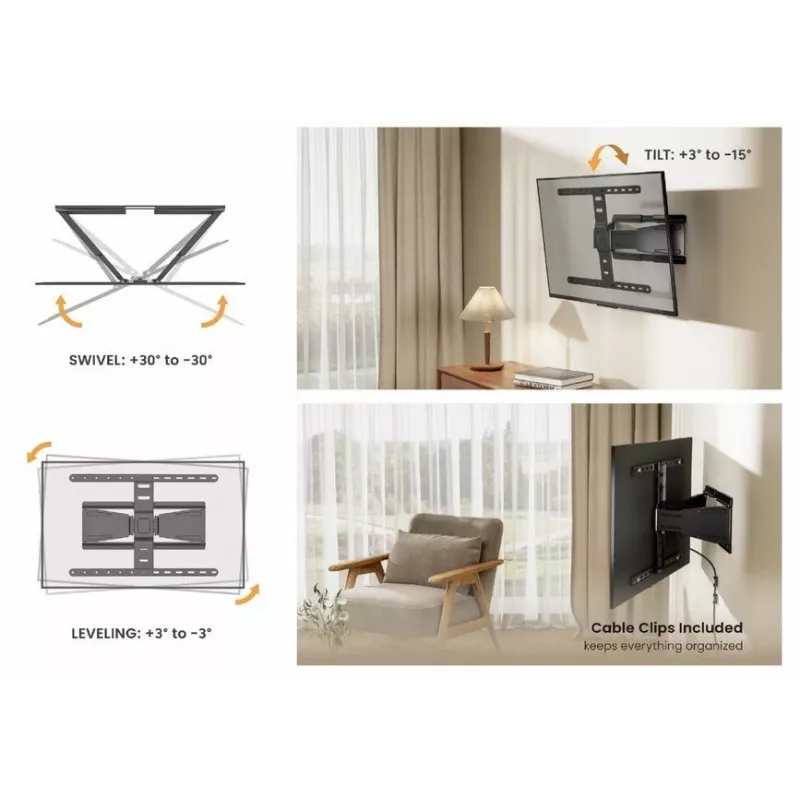 Equip 43 inch-90 inch Ultra-Slim Full Motion TV Wall Mount Bracket