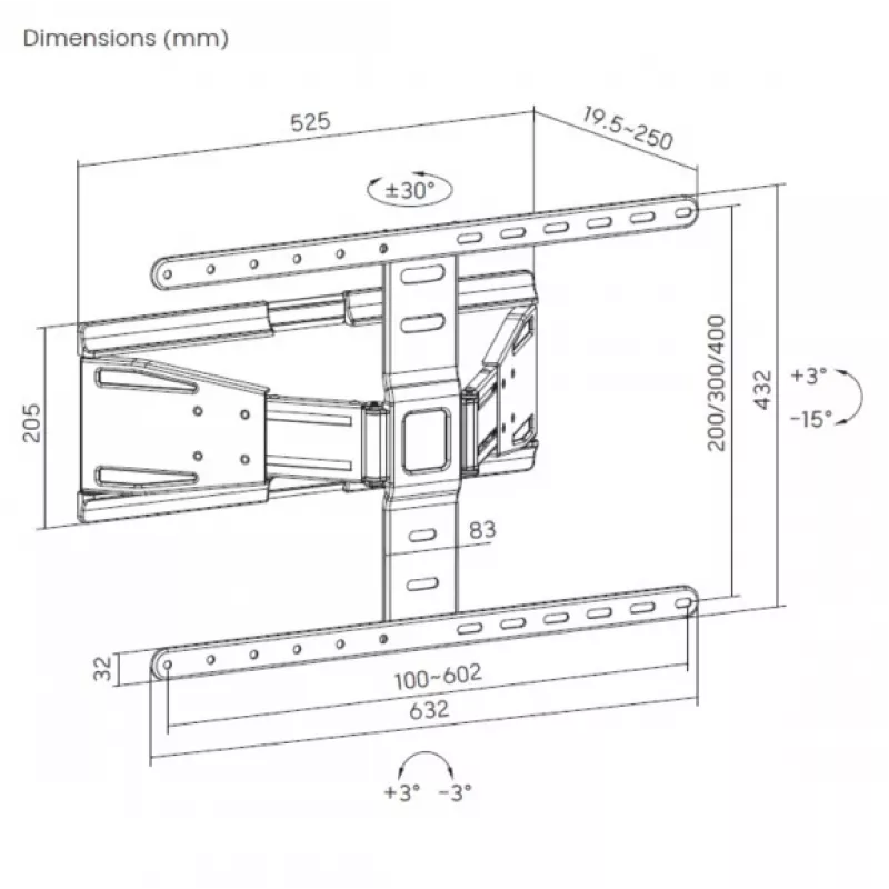 Equip 43 inch-90 inch Ultra-Slim Full Motion TV Wall Mount Bracket