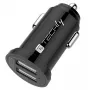 Techly Mini Car Charger 2 USB-A Ports 12W / 2.4A Black, Auto, Cigar lighter, 2.4 A, Black