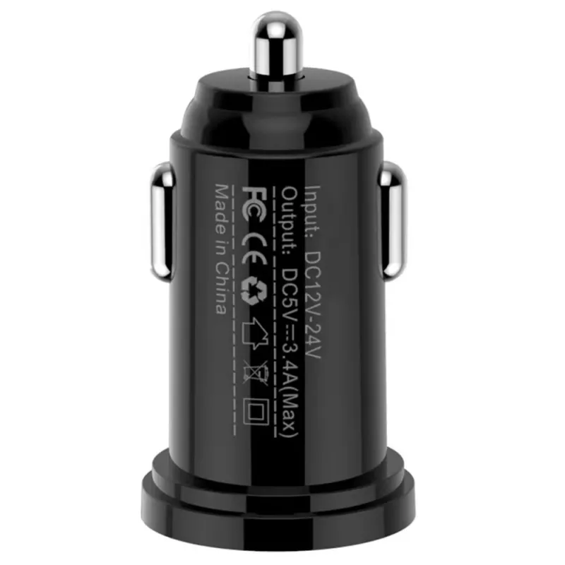 Techly Mini Car Charger 2 USB-A Ports 12W / 2.4A Black, Auto, Cigar lighter, 2.4 A, Black