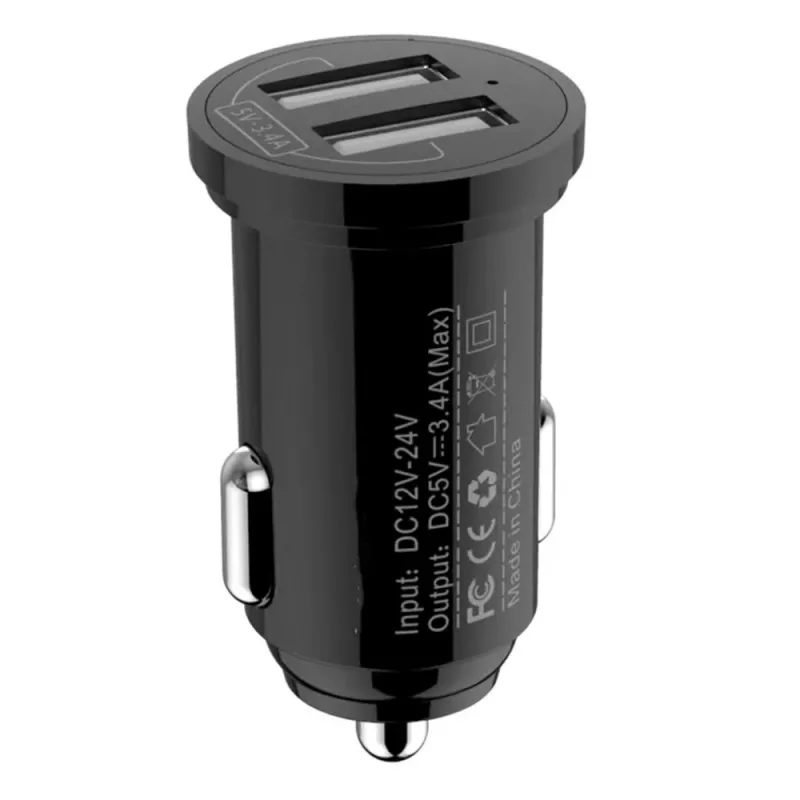 Techly Mini Car Charger 2 USB-A Ports 12W / 2.4A Black, Auto, Cigar lighter, 2.4 A, Black