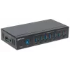 Manhattan USB-A 7-Port Hub Industrial, 7x USB-A Ports, 5 Gbps (USB 3.2 Gen1 aka USB 3.0), 20 kV ESD Protection, A/C, Bus and Terminal-Block Power Options, DIN Rail, Wall Mountable, Metal Housing, Screw-Lock Security
