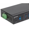 Manhattan USB-A 7-Port Hub Industrial, 7x USB-A Ports, 5 Gbps (USB 3.2 Gen1 aka USB 3.0), 20 kV ESD Protection, A/C, Bus and Terminal-Block Power Options, DIN Rail, Wall Mountable, Metal Housing, Screw-Lock Security