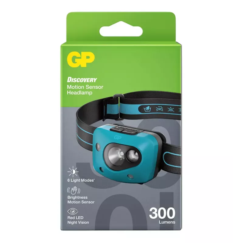 Headband flashlight GP Lighting Discovery Teal LED 300 lm IPX4