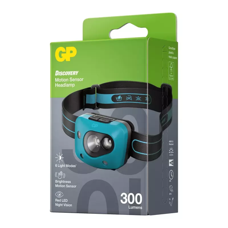 Headband flashlight GP Lighting Discovery Teal LED 300 lm IPX4