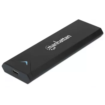 Manhattan M.2 NVMe SSD Enclosure, USB-C Female Connection, 10 Gbps (USB 3.2 Gen2 aka USB 3.1), UASP-compliant, SuperSpeed+ USB, Aluminum, Black, Three Year Warranty