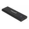 Manhattan M.2 NVMe SSD Enclosure, USB-C Female Connection, 10 Gbps (USB 3.2 Gen2 aka USB 3.1), UASP-compliant, SuperSpeed+ USB, Aluminum, Black, Three Year Warranty