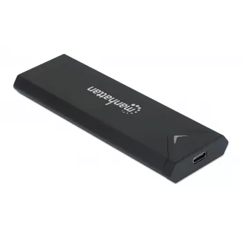 Manhattan M.2 NVMe SSD Enclosure, USB-C Female Connection, 10 Gbps (USB 3.2 Gen2 aka USB 3.1), UASP-compliant, SuperSpeed+ USB, Aluminum, Black, Three Year Warranty