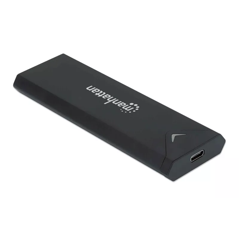 Manhattan M.2 NVMe SSD Enclosure, USB-C Female Connection, 10 Gbps (USB 3.2 Gen2 aka USB 3.1), UASP-compliant, SuperSpeed+ USB, Aluminum, Black, Three Year Warranty