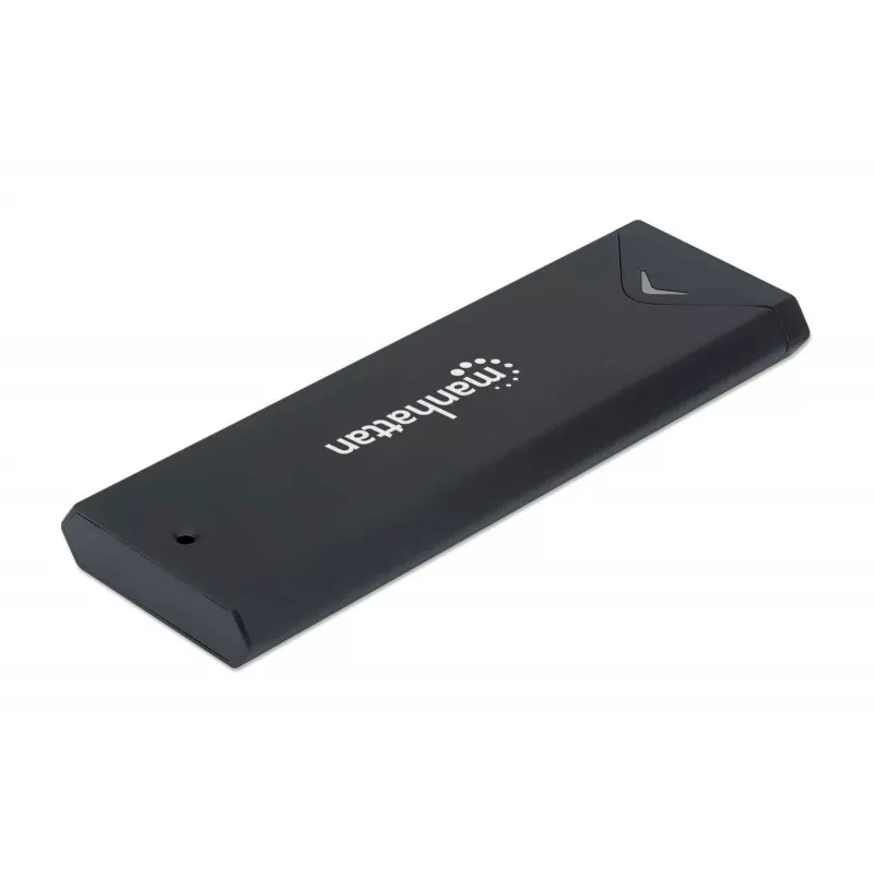 Manhattan M.2 NVMe SSD Enclosure, USB-C Female Connection, 10 Gbps (USB 3.2 Gen2 aka USB 3.1), UASP-compliant, SuperSpeed+ USB, Aluminum, Black, Three Year Warranty