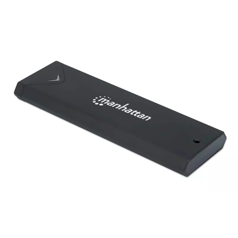 Manhattan M.2 NVMe SSD Enclosure, USB-C Female Connection, 10 Gbps (USB 3.2 Gen2 aka USB 3.1), UASP-compliant, SuperSpeed+ USB, Aluminum, Black, Three Year Warranty