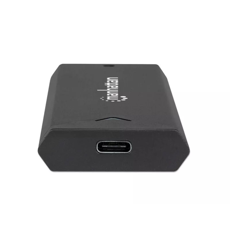 Manhattan M.2 NVMe SSD Enclosure, USB-C Female Connection, 10 Gbps (USB 3.2 Gen2 aka USB 3.1), UASP-compliant, SuperSpeed+ USB, Aluminum, Black, Three Year Warranty