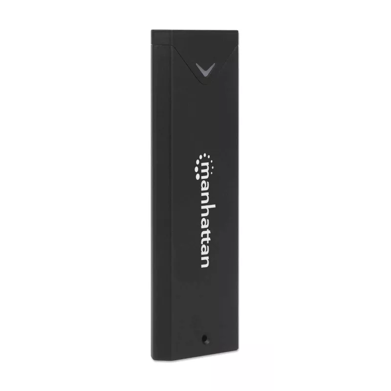 Manhattan M.2 NVMe SSD Enclosure, USB-C Female Connection, 10 Gbps (USB 3.2 Gen2 aka USB 3.1), UASP-compliant, SuperSpeed+ USB, Aluminum, Black, Three Year Warranty