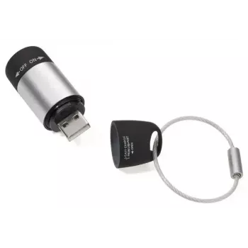 Keychain flashlight TROIKA ECO CHARGE Black Grey LED USB