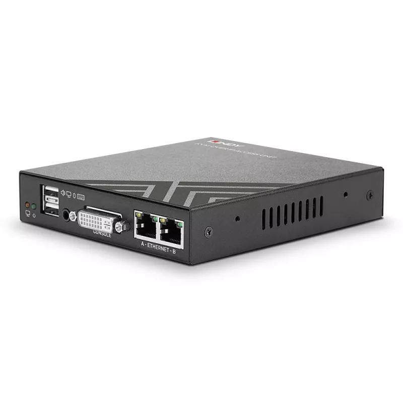 Lindy KVM over IP Access DVI-I, USB and PS/2, Wired, 1920 x 1200 pixels, Metal, CE, UKCA, FCC, CP65, DVI-I, 5 V