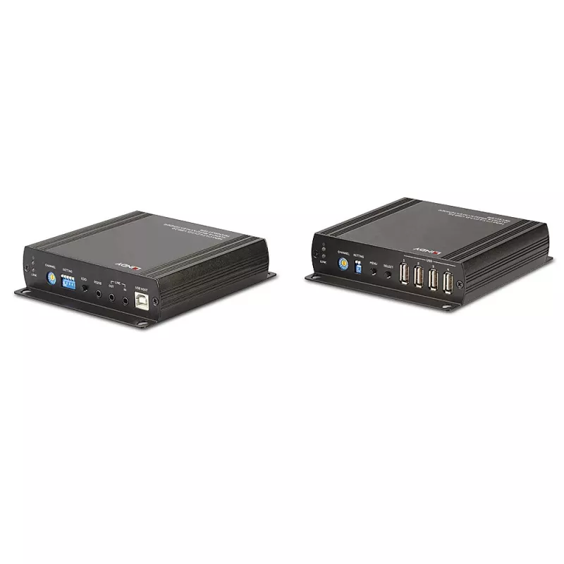 Lindy 140m Cat.6 DVI-D, USB, Audio and RS-232 KVM Extender, Transmitter & receiver, Wired, 140 m, Cat6, 60 Hz, Black