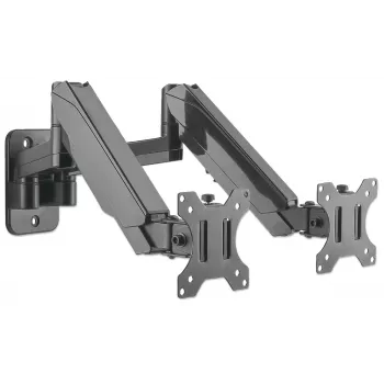 Manhattan Dual Wall Mount for TV & Monitors (Full Motion Gas Spring), For screens 17 inch to 32 inch, VESA compatibility: 75x75mm and 100x100mm - check the dimensions of the four mounting holes on back of screen to ensure it fits, Max 8kg each, Black, Bracket