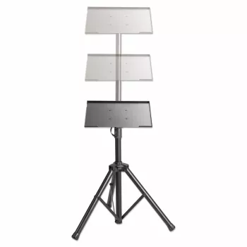 Manhattan Tripod Floor Mount for TV/Monitor/Projector/Laptop, For screens: 13 inch to 32 inch, VESA compatibility: 75x75 and 100x100mm - check the dimensions of the four mounting holes on back of screen to ensure it fits, Max 15kg, Height Adjustable, Black, Bracket