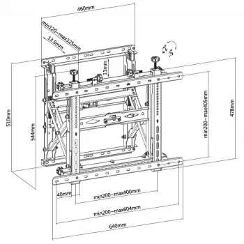 Equip 45 inch-70 inch Pop-Out Video Wall Mount Bracket Max weight 70 kg