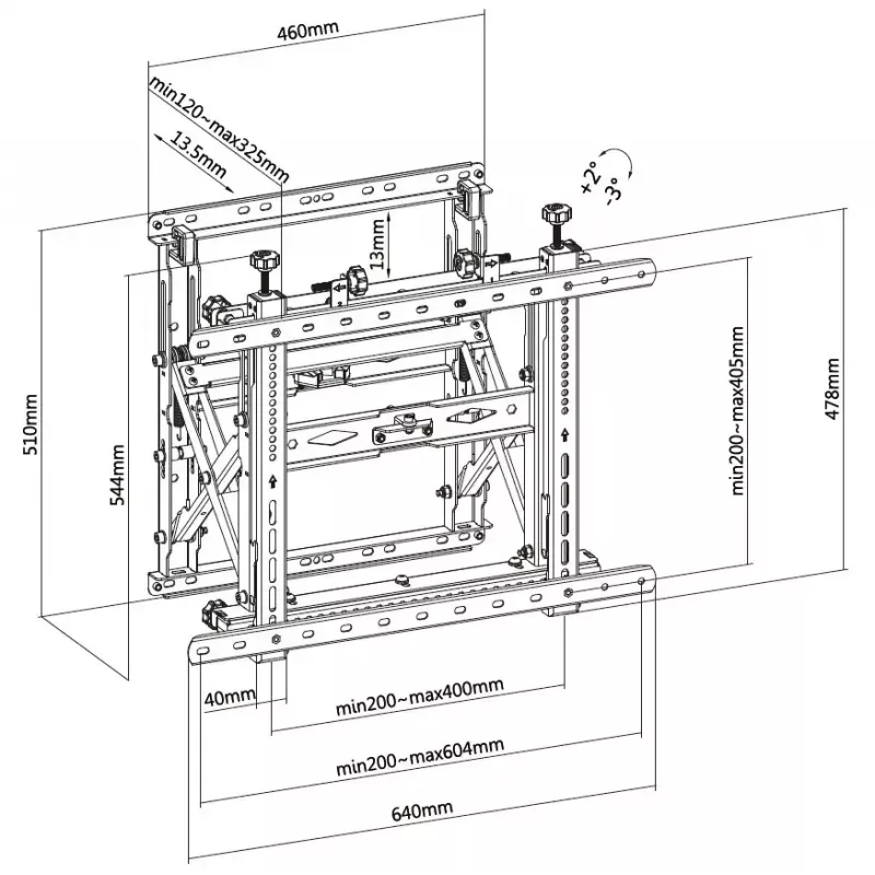 Equip 45 inch-70 inch Pop-Out Video Wall Mount Bracket Max weight 70 kg