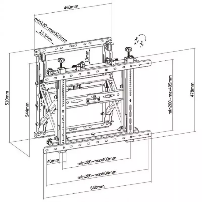 Equip 45 inch-70 inch Pop-Out Video Wall Mount Bracket Max weight 70 kg